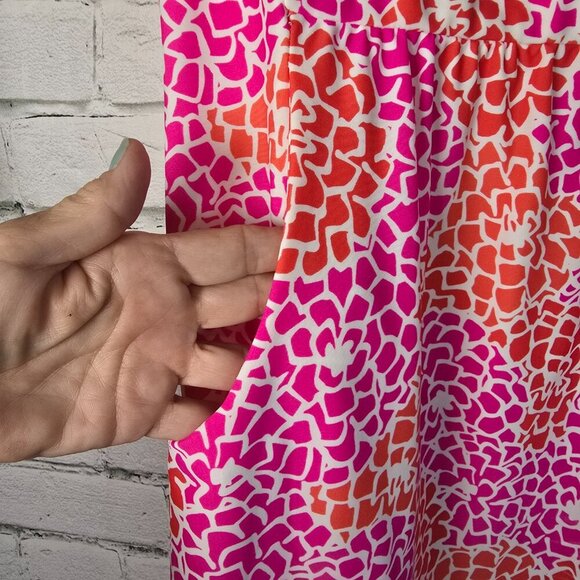 JUDE CONNALLY ABSTRACT RED AND PINK FLORAL DRESS WOMENS SIZE SMALL - Picture 6 of 7